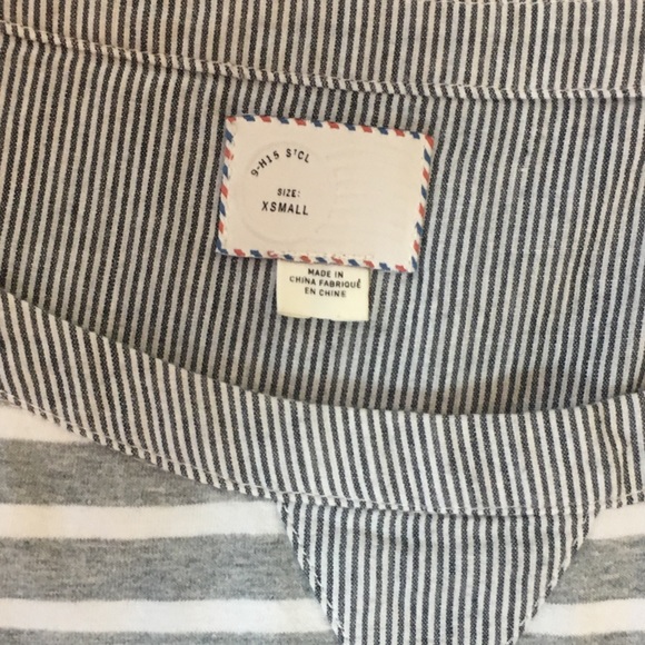 Anthropologie Postmark Gray  striped tab sleeve Size XS - Picture 7 of 9